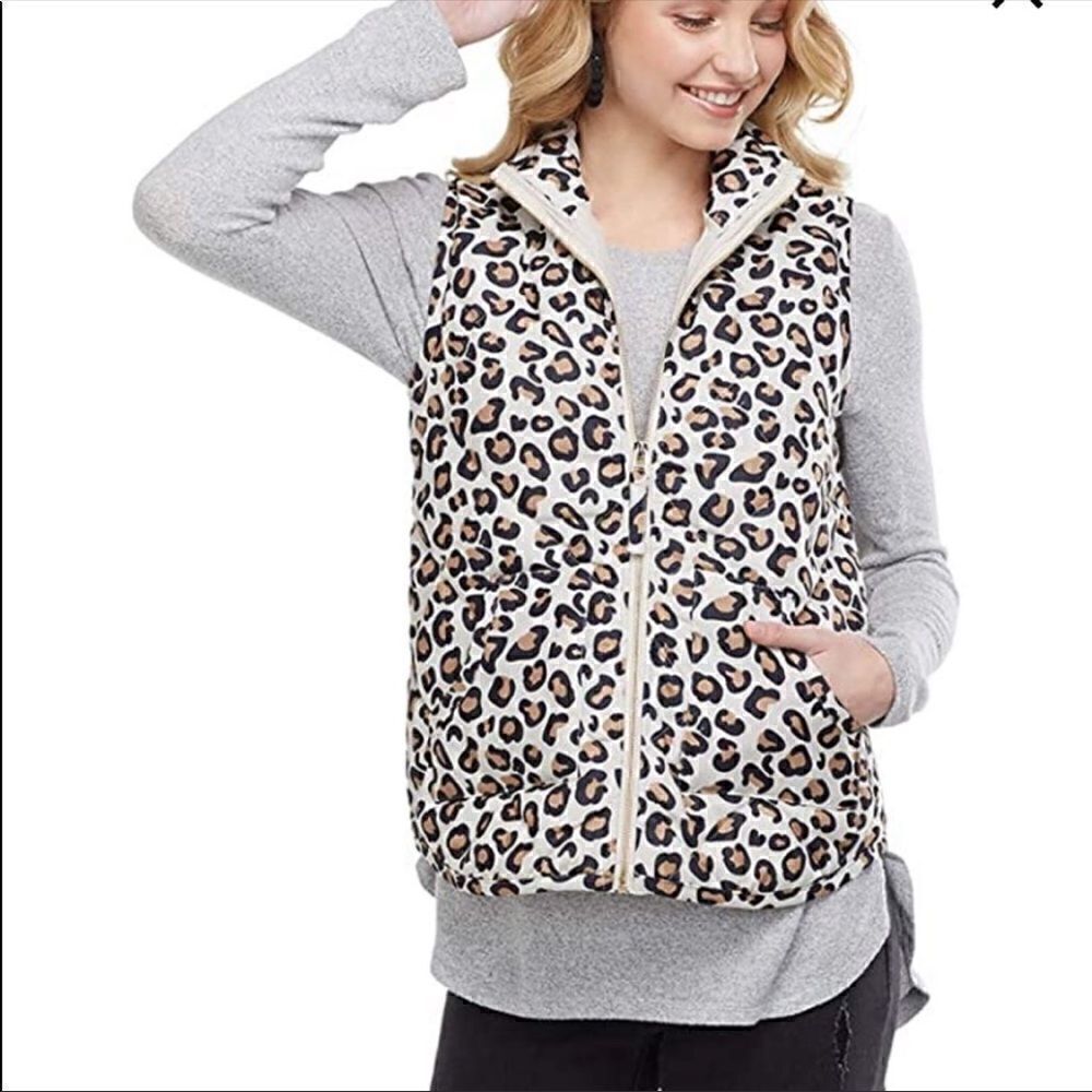 Mud Pie Cheetah Print Puffer Vest size S